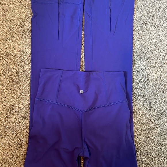 Athleta purple high waist boot/flare front slit yoga pants/leggings Small/ TALL - Picture 6 of 9